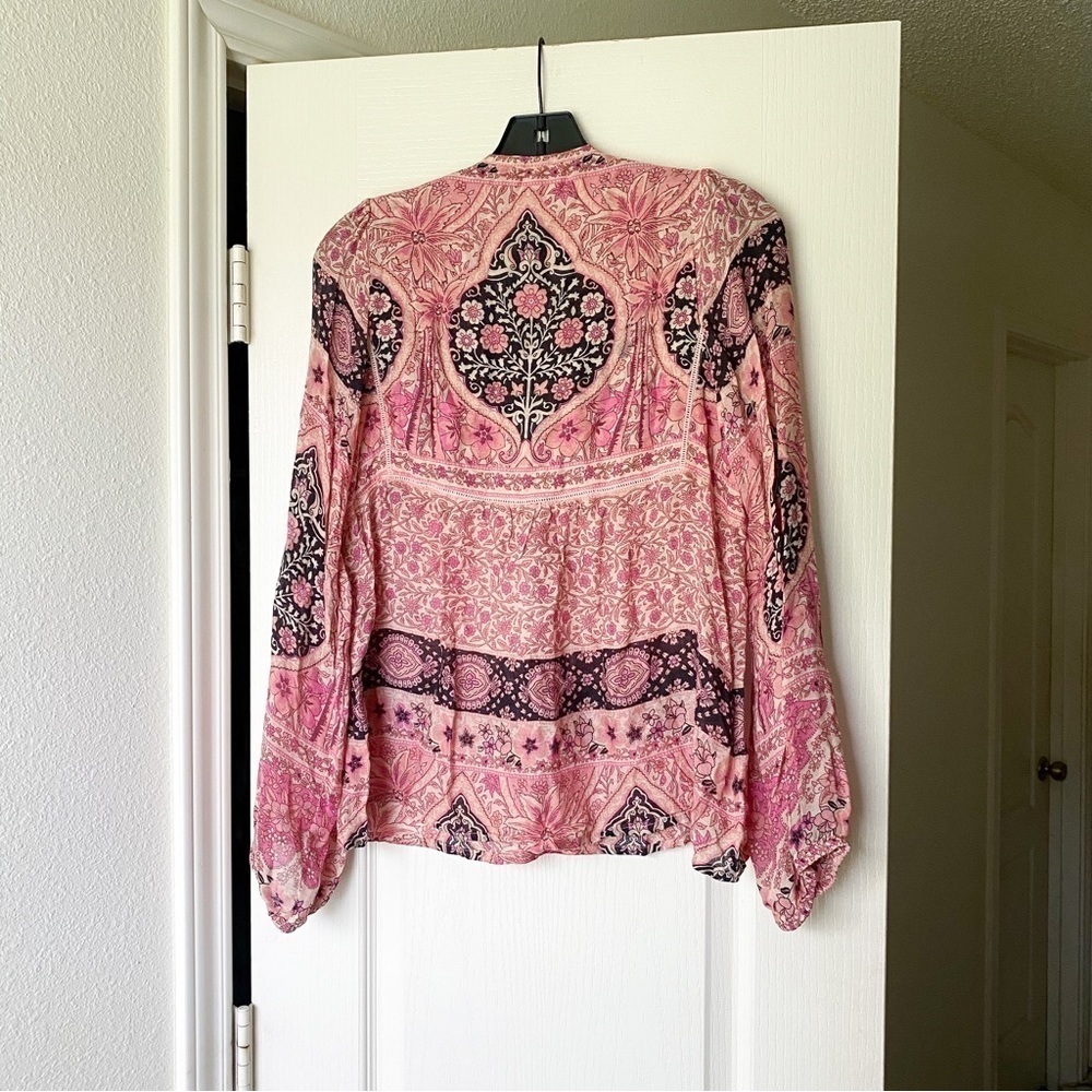 Spell Top Aloha Fox Floral Tassels Pink Boho Flowy Beach Watermelon XS GUC - Picture 9 of 11